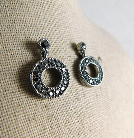 Small Liz Claiborne Circular Marcasite Earrings, … - image 4