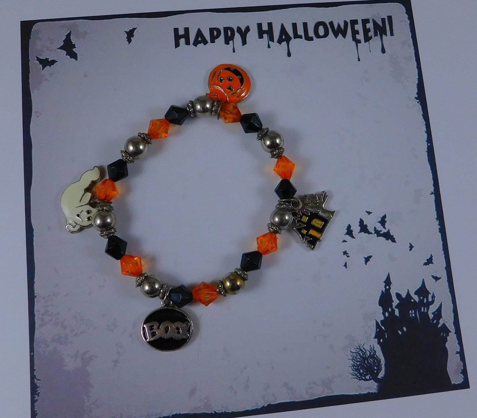 Beaded Halloween Charm Bracelet Acrylic Beaded Bracelet Etsy UK