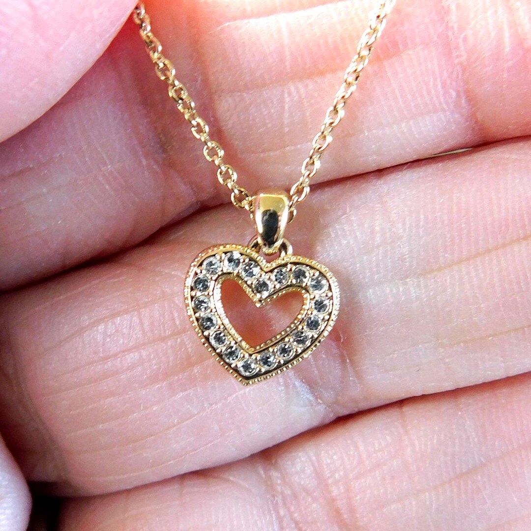 Vintage Napier Gold Crystal Heart Necklace: Austrian Crystals - Etsy