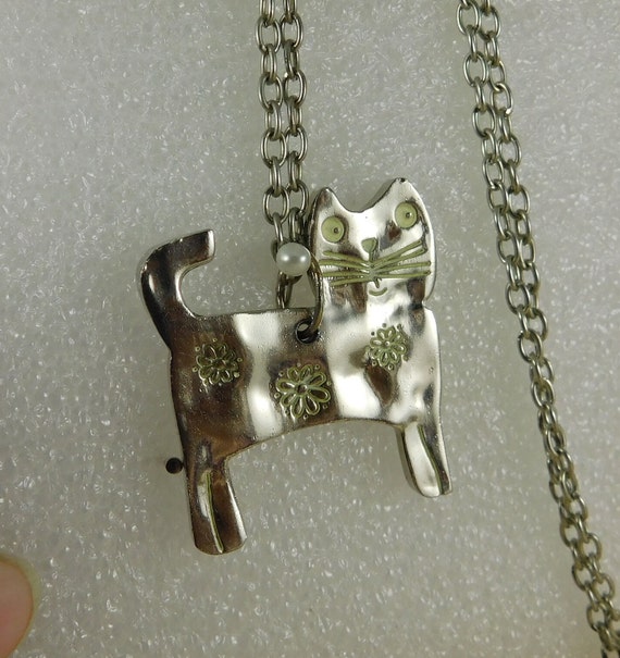 Stamped Stainless "I Love My Cat" Necklace~Flower… - image 2