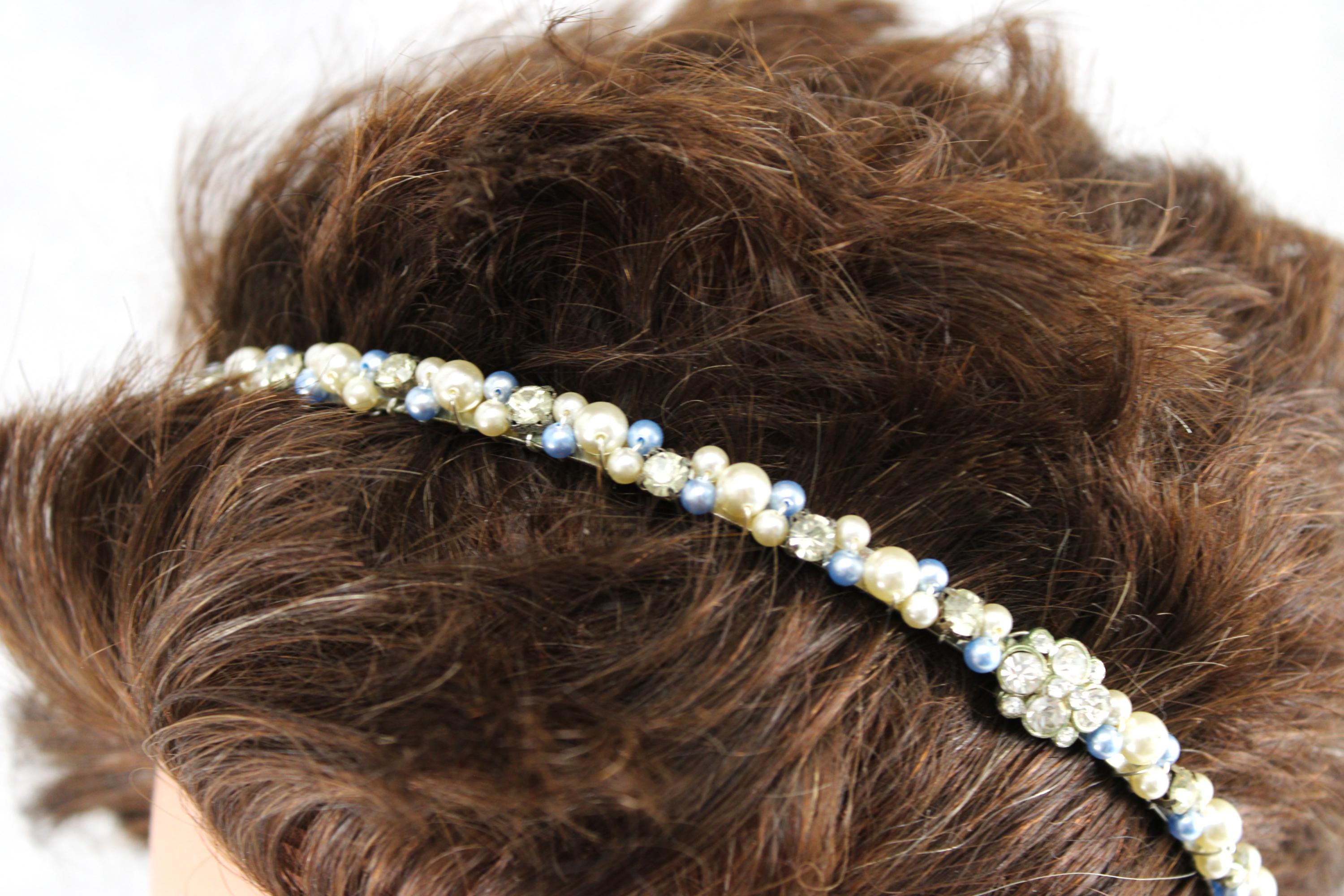 Vintage-Inspired Clear Crystal Rhinestone Headband - Silver-Tone Silver Rhinestone Headpiece 1920s - Etsy main image 3