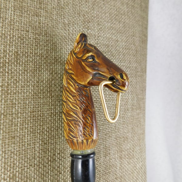 Cast Resin Horsehead Shoehorn from the 1970's....Made in Japan, Gentleman's Shoehorn, Figural Shoehorn, Resin & Plastic, Hallmarked, Horse