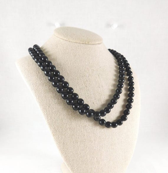 Collier Vintage Noir En Perles De Verre, Occasion - Bijou élégant Et Intemporel Pour Toutes Les Occasions