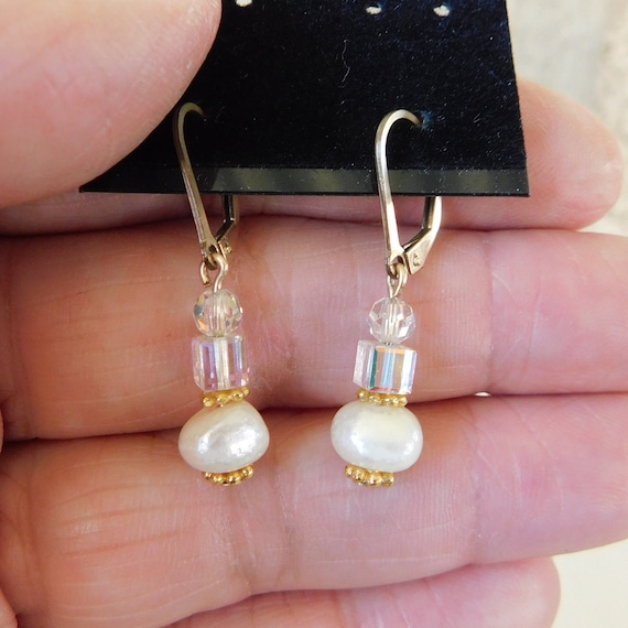 Swarovski Crystal and Freshwater Pearl Earrings, … - image 1