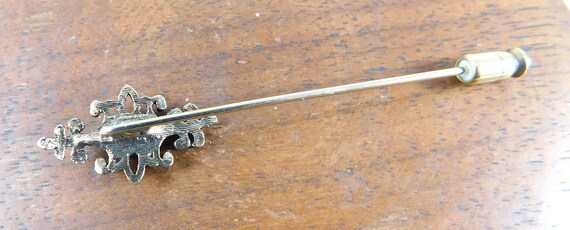 Faux Peridot Victorian Style Marquis Stick Pin, V… - image 4