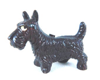 Nicely Detailed Little Black Hard Plastic Scottie Dog Toy/Figurine-Circa 1940&#39;s, Vintage Toy, Vintage Dog Figurine, Scottish Terrier, Dog