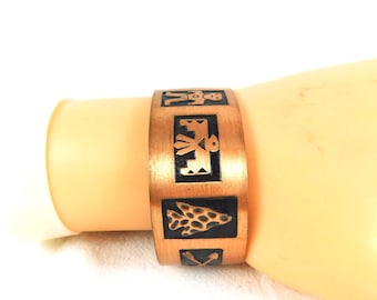 VTG Embossed Copper Bangle Bracelet Navajo Thunderbird Arrowhead
