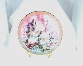 Vintage 1991 Lena Liu Collector's Plate: Iris Quartet, Hand-Painted Fine China