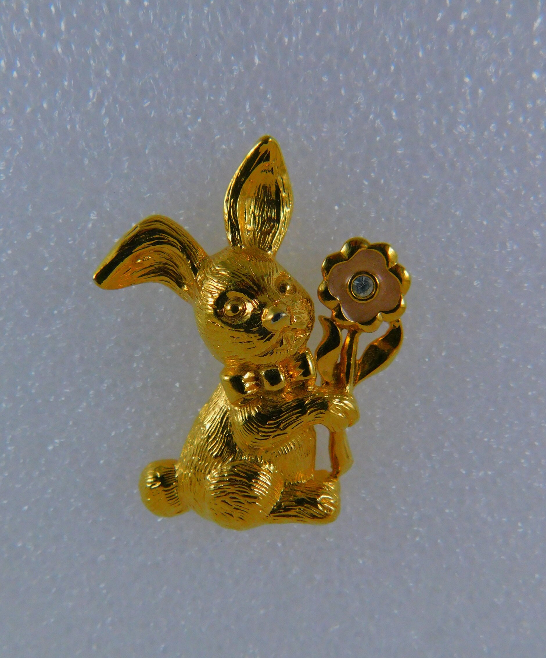 Sparkly Animal Brooch Easter Pin - Pink Rabbit With Bow Rhinestone ...