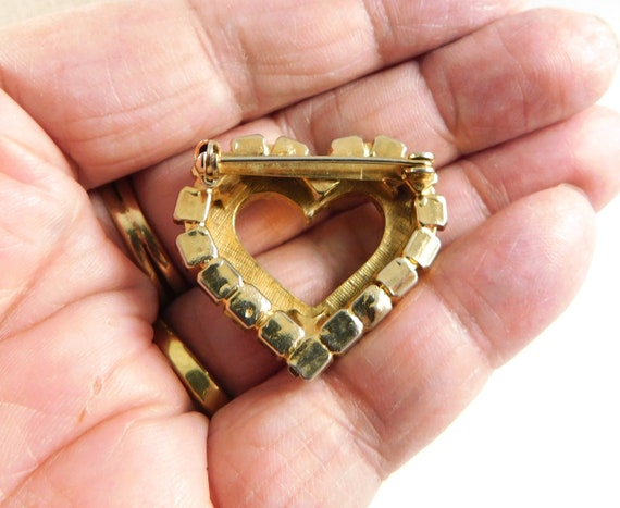 Double Row Open Heart Brooch, 1960, Garnet Glass … - image 8