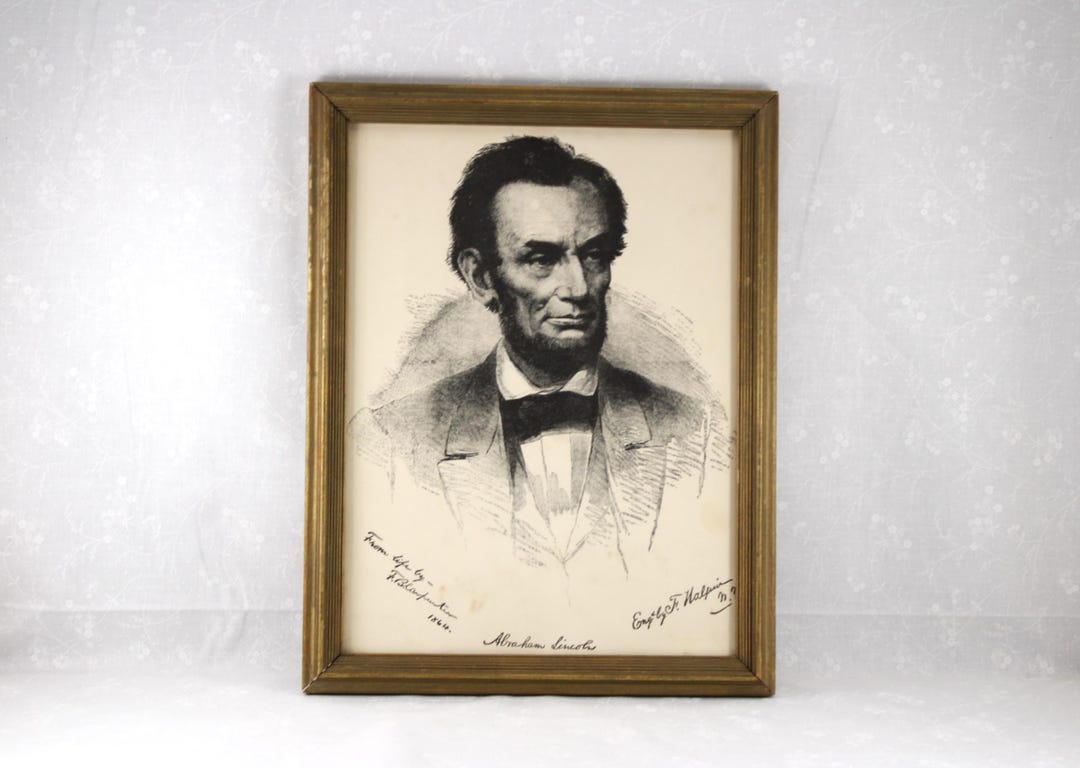 Antique Early 1900's Framed Portrait of President Abraham Lincoln ...