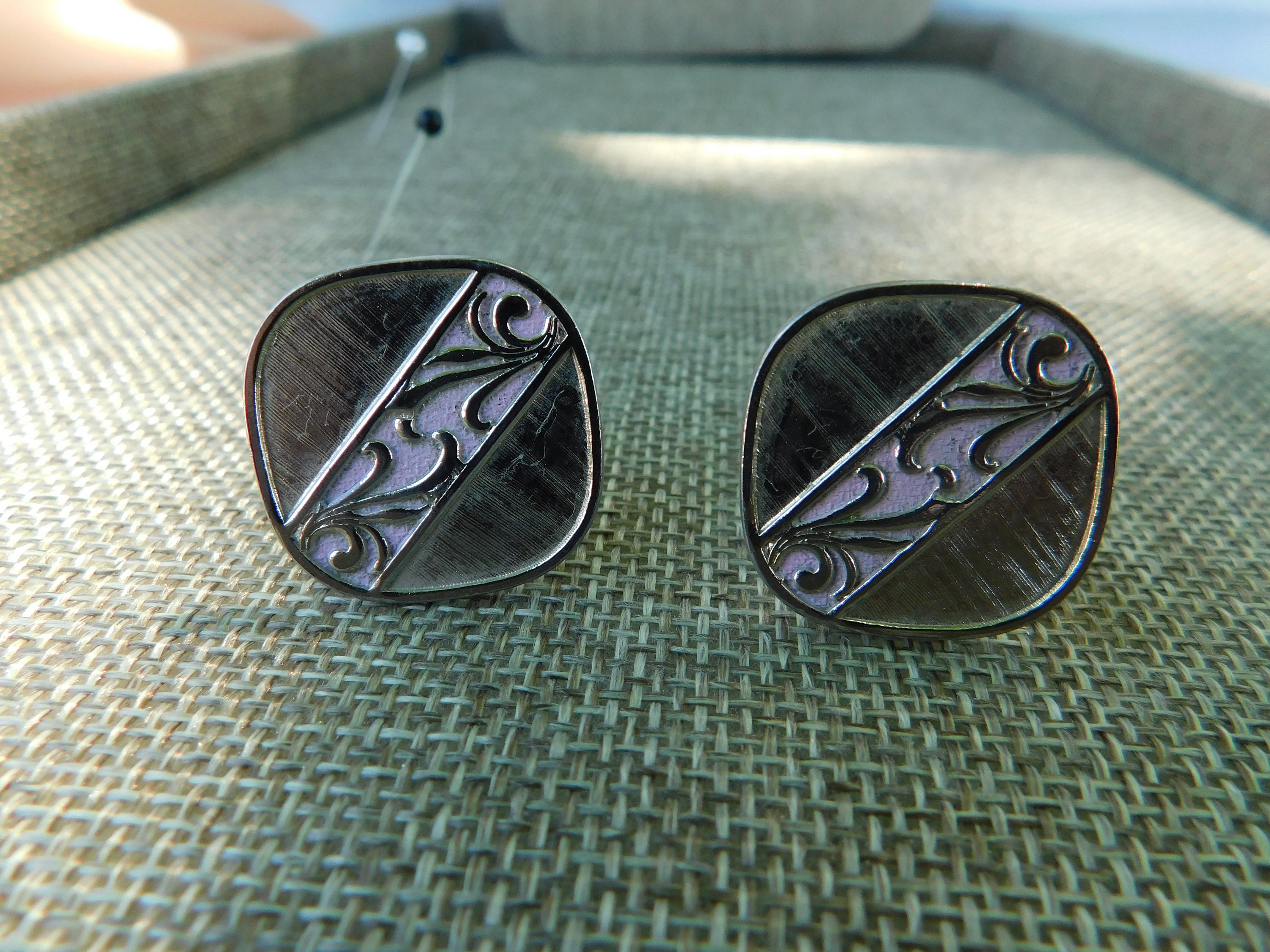 Boutons De Manchette Vintage En Or 12k - Motif Feuilles Roses Dorées - Occasion - Marque Black Hills Gold