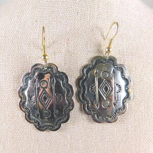 Vintage Stamped Silver Concho Earrings: Native American Design, Southwest Style