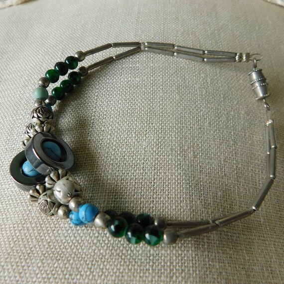 Double Strand Faux Turquoise Bracelet, Hematite a… - image 2