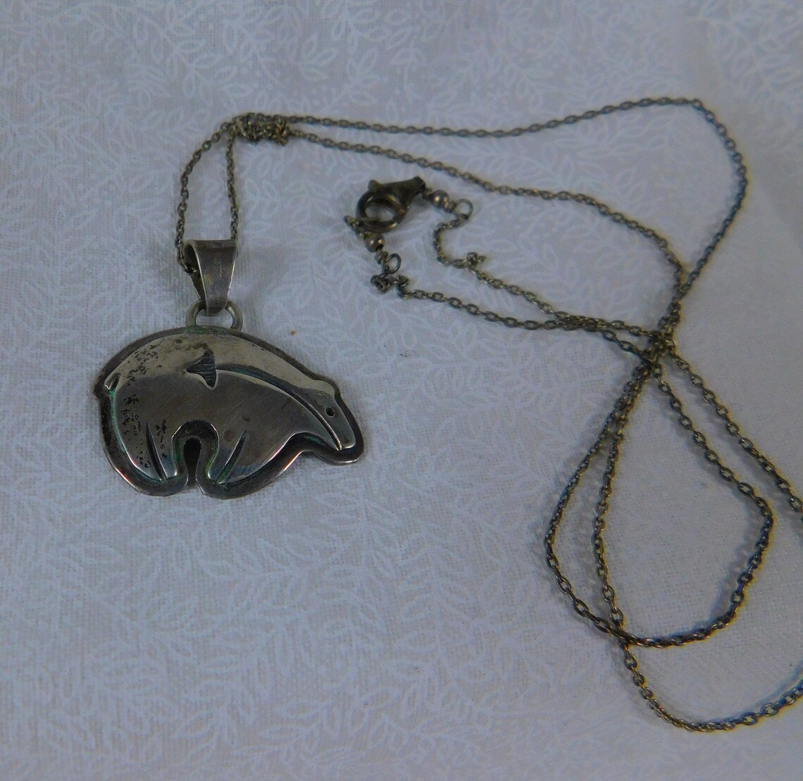 Sterling Silver Zuni Bear Fetish Necklace w/Heartline Etsy