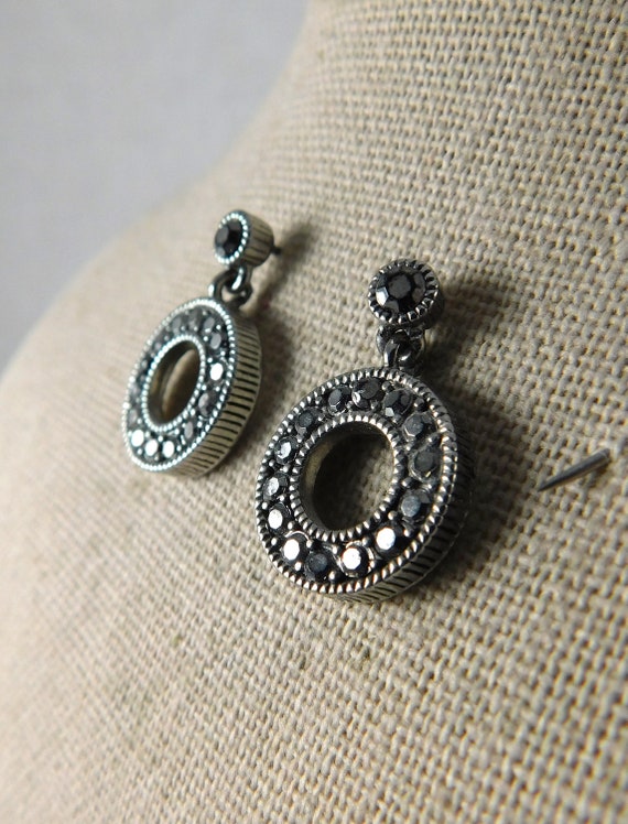Small Liz Claiborne Circular Marcasite Earrings, … - image 5