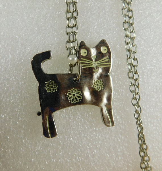 Stamped Stainless "I Love My Cat" Necklace~Flower… - image 4