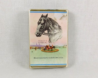 RARE jeu de cartes à jouer des années 50 (peintures de RH Palenske) « Ponder », vainqueur du Kentucky Derby en 1949, Calumet Farms, course de pur-sang