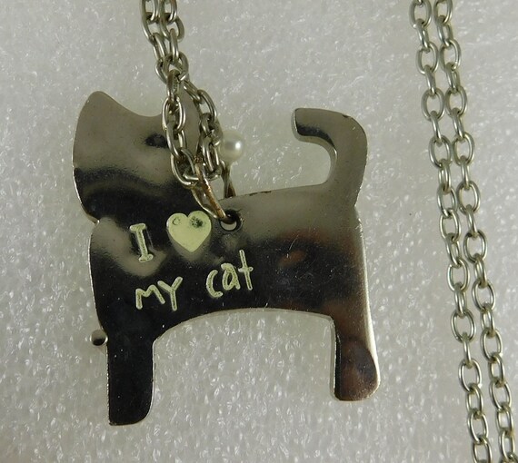 Stamped Stainless "I Love My Cat" Necklace~Flower… - image 6