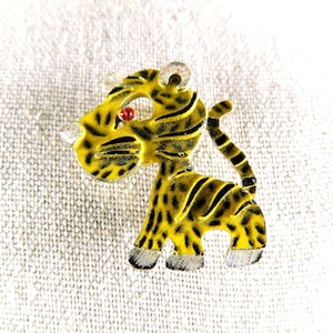 Whimsical Leopard Brooch, Paint o/Gold Plate  Vintage 90&#39;s, Jungle Cats, Cat Brooch, Cat Lover&#39;s, Fierce Feline, Textured Front & Back