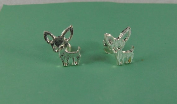 Adorable Teeny, Tiny Silver Chihuahua Earring Stu… - image 2