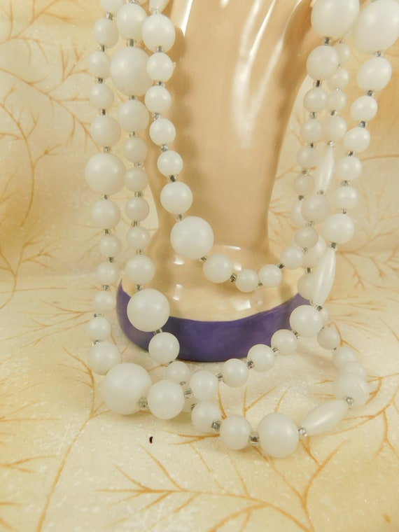Judy Lee Beaded Necklace~Frosted White~Flapper St… - image 3