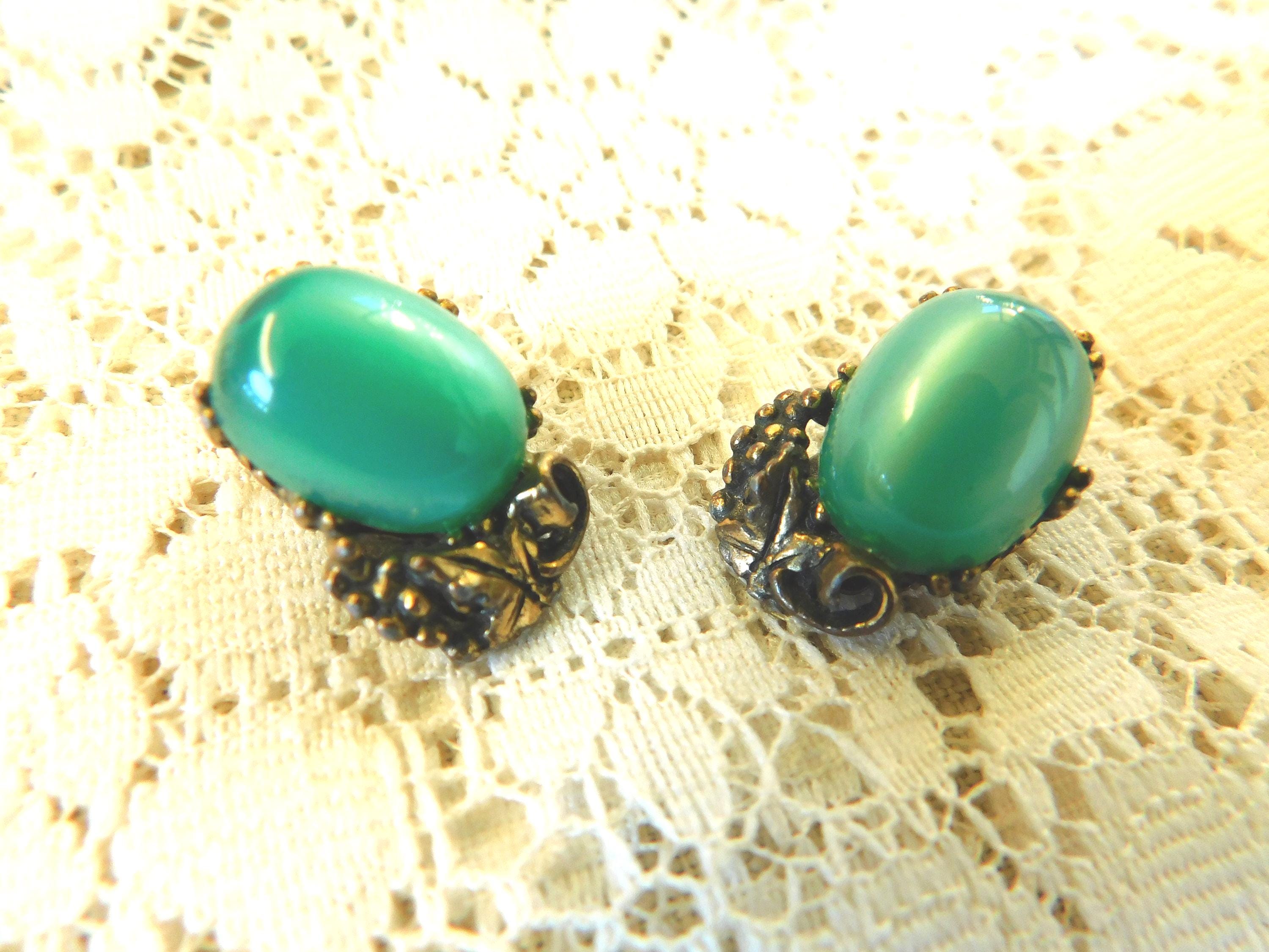 Vintage  Vintage Grape Cluster Orange Moon Glow Earrings Mid-Century Clip-On main image 0