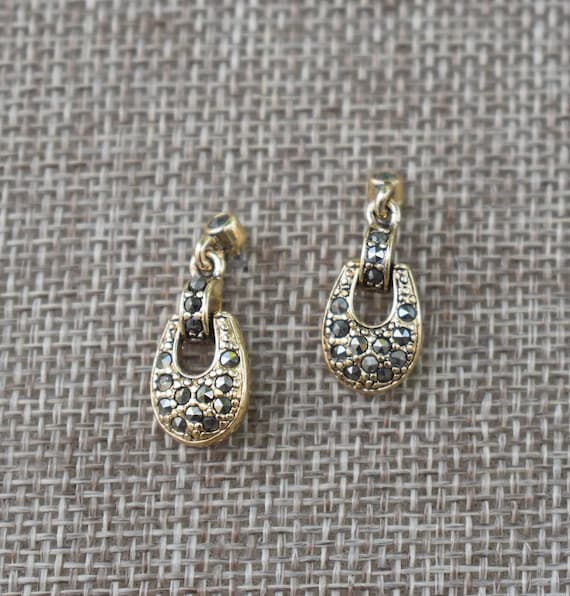 Small Liz Claiborne Marcasite Doorknocker Earring… - image 1