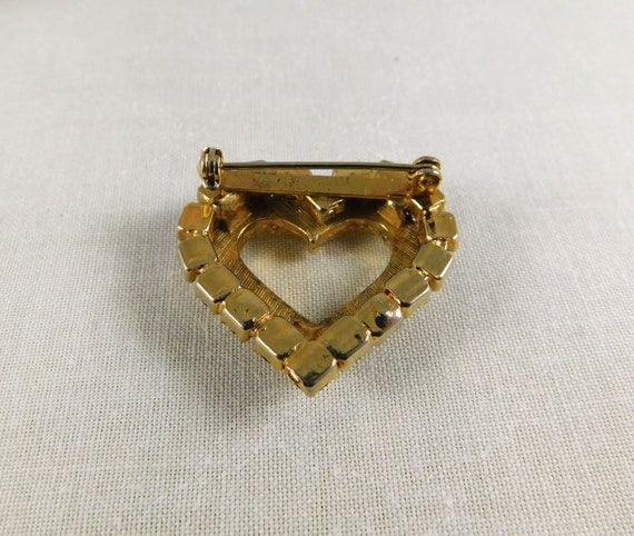 Double Row Open Heart Brooch, 1960, Garnet Glass … - image 9