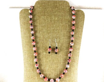 Vintage  Jasper Jewelry Set: Necklace & Dangle Earrings
