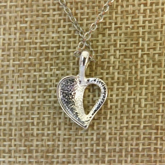 Kenji Pave' Heart Necklace, Silver and Crystal He… - image 3