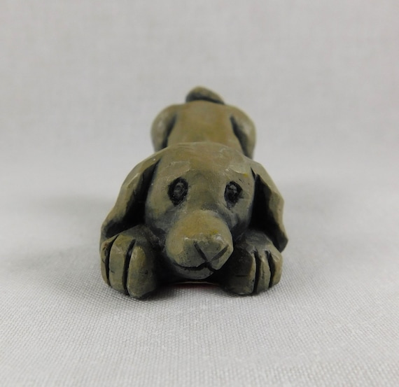 Vintage Volcanic Ash Hound Puppy Figurine: Mt. St. Helens Collectible