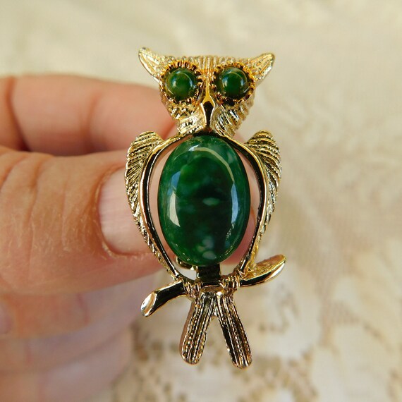 Vintage Green Owl Pin 1960 S Gold Owl Pin Vintage O Gem