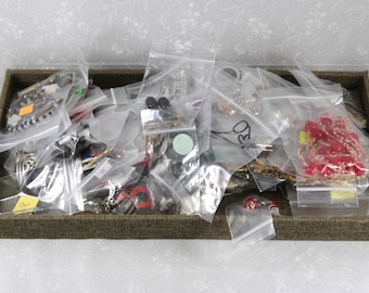 Vintage 1950s-1990s Wearable & Saleable Mixed Jewelry Lot: 100 Pieces, Bagged/Ready to Go