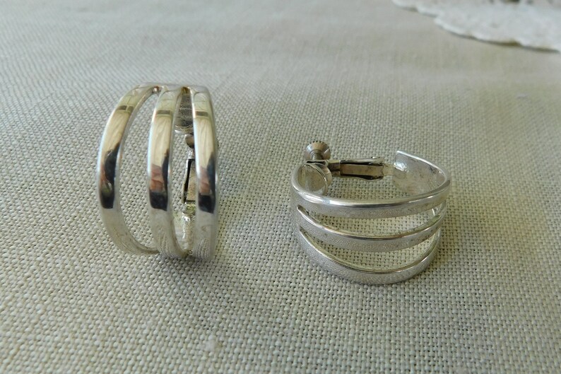 Napier Silver Lever Back Louvered Earrings Silver Openwork Hoop Earrings,