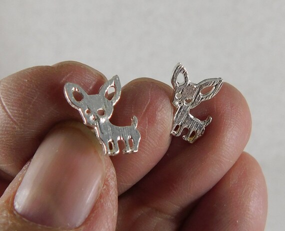 Adorable Teeny, Tiny Silver Chihuahua Earring Stu… - image 6