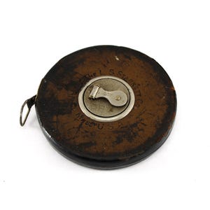 Vintage L S Starrett Leather Measuring Tape: 100 Foot Hand Crank