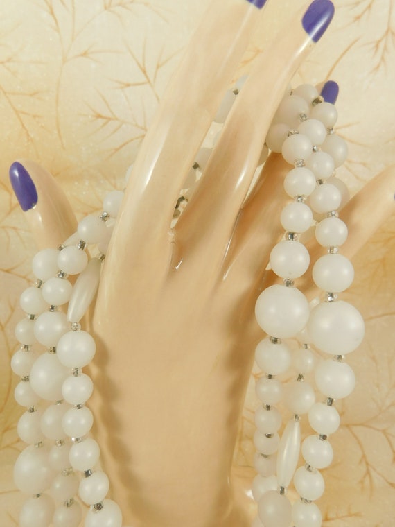Judy Lee Beaded Necklace~Frosted White~Flapper St… - image 4