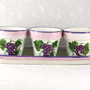 Vintage '90s Maxcera Triple Planter Set with Drip Tray: Grape Vine & Lattice Design