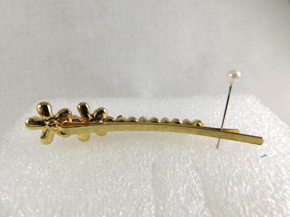 Faux Pearl & Rhinestone Floral Bobby/Hair Pin, Pe… - image 4