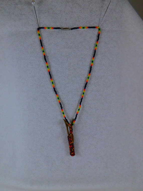 Beaded Native American Corn Pendant Necklace, Southwe… - Gem