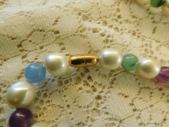 Bead Necklace, Vintage Pearl & Glass Necklace, Co… - image 4