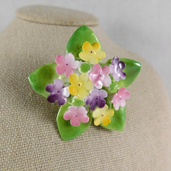 Staffordshire Cara China Floral Brooch, Primroses, Hand Painted/Made in England, Floral Brooch, Tea Brooch, Garden Party, Flower Lover Gift