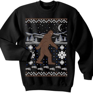 Bigfoot Ugly Christmas Sweater, Sasquatch, Forest, Yeti, Myth, Legend, Funny