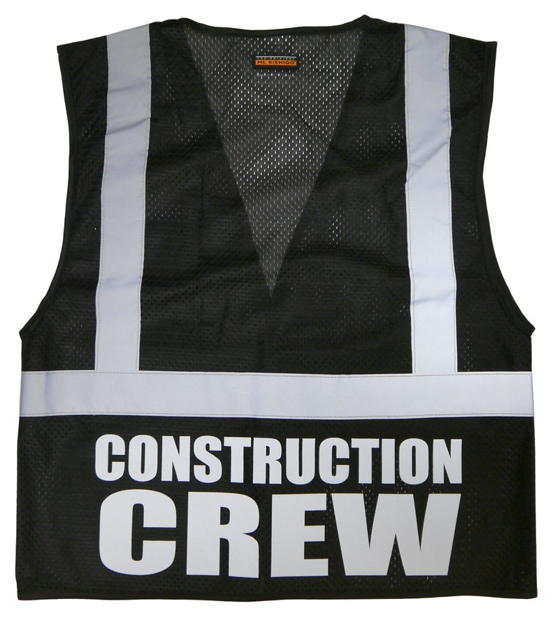 Construction Crew Safety Vest Black REFLECTIVE Design High Etsy