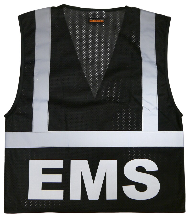 EMS safety vest black REFLECTIVE design High Visibility Etsy
