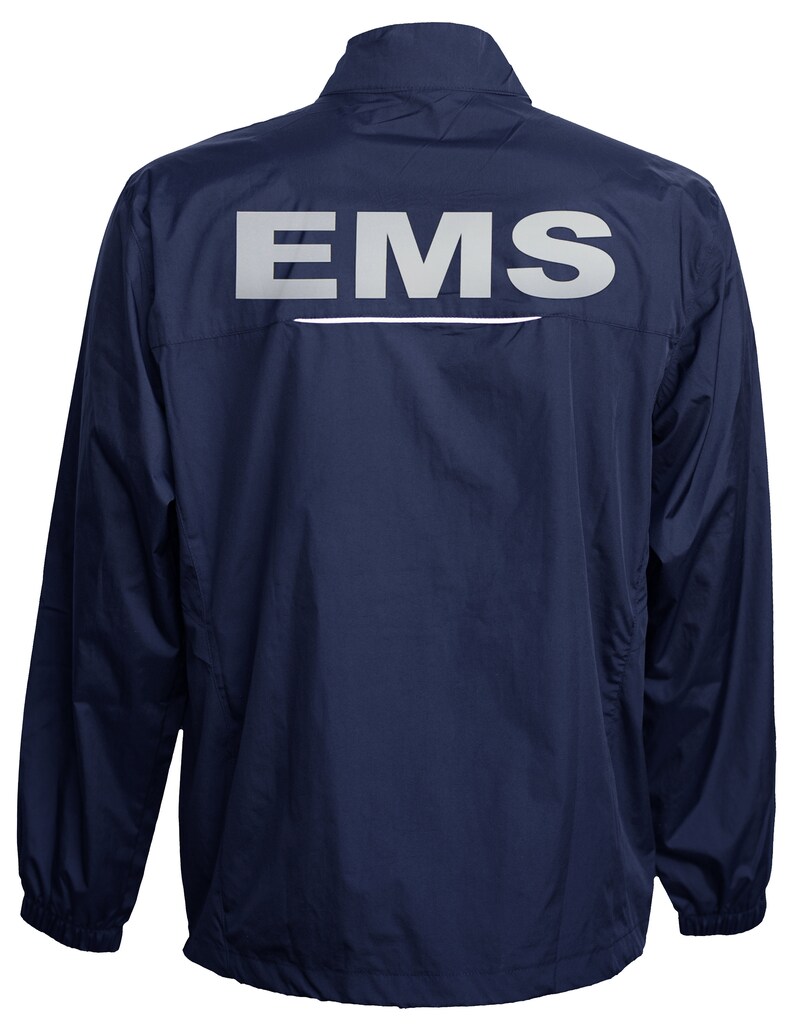 EMS Navy windbreaker REFLECTIVE logo zipup jacket First Etsy