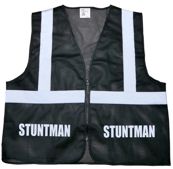 Stuntman Warnweste, schwarz, reflektierendes Design, Hohe Sichtbarkeit,  Schauspieler - .de