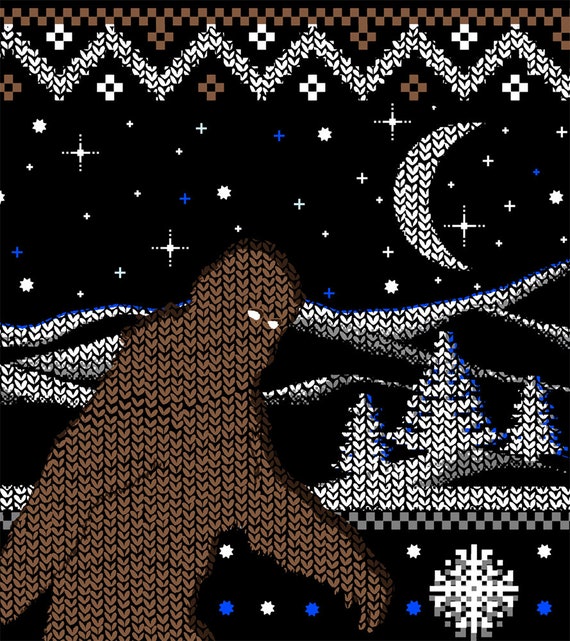 Bigfoot Ugly Christmas Sweater Sasquatch Forest Yeti Myth Legend Funny