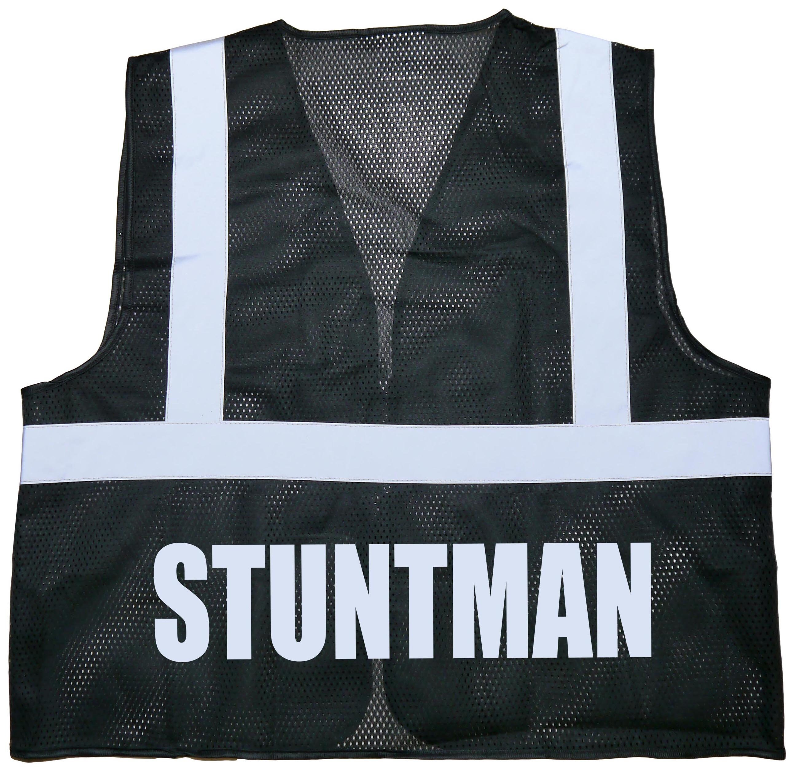 Stuntman Warnweste, schwarz, reflektierendes Design, Hohe Sichtbarkeit,  Schauspieler - .de